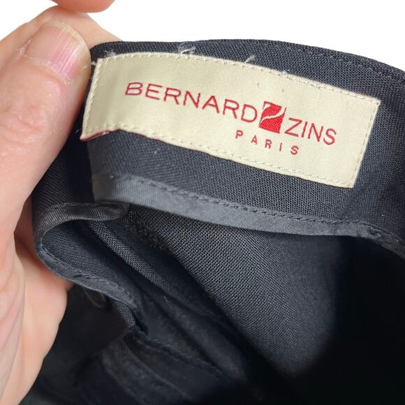 Bernard Zins Paris Pants Womens 10 Black Wool Hi-Rise Flat Front Classic Office - Picture 2 of 8